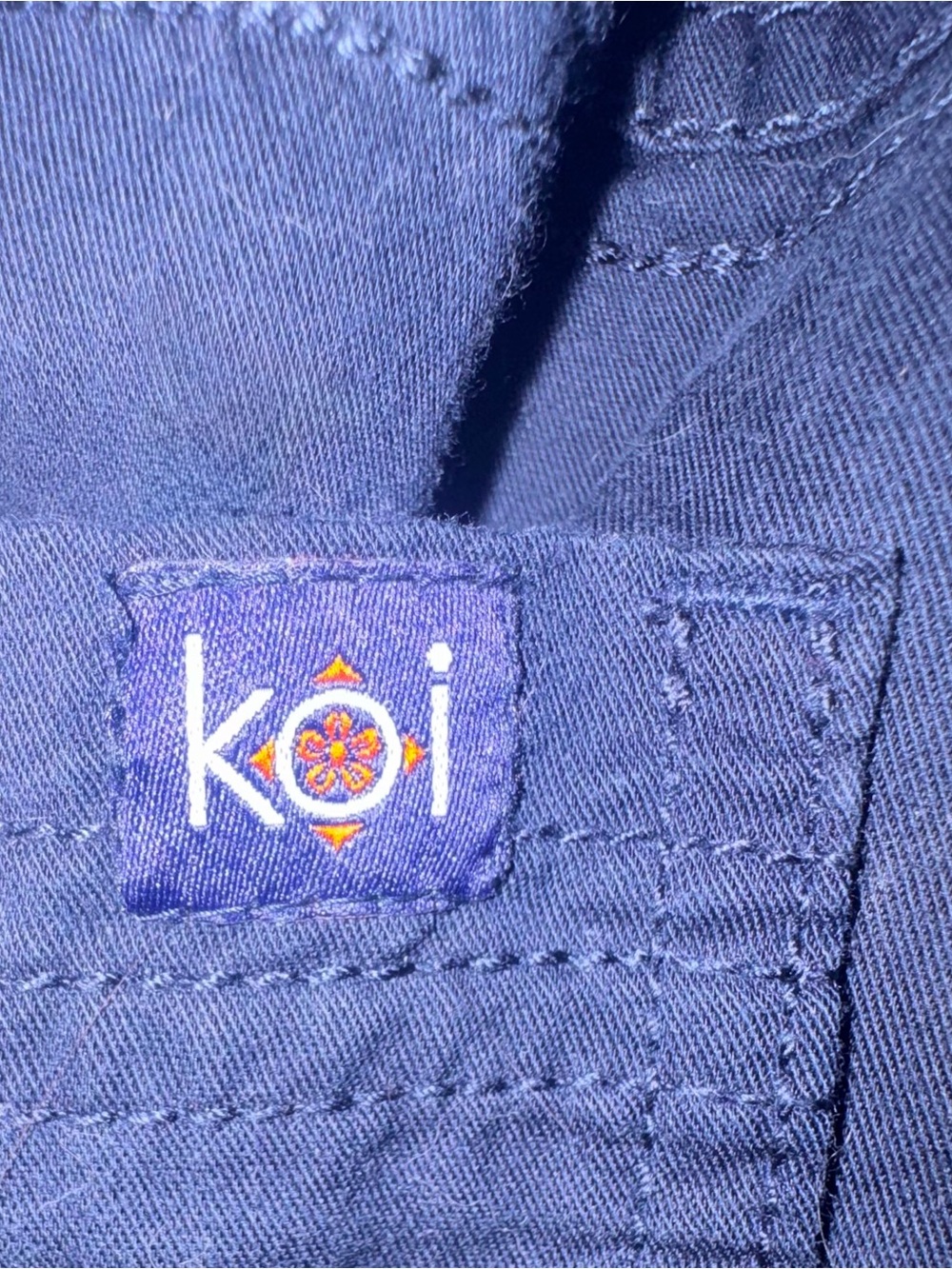 koi Navy Cargo Drawstring Scrub Jogger Pants with Orange Accents - Picture 11 of 16